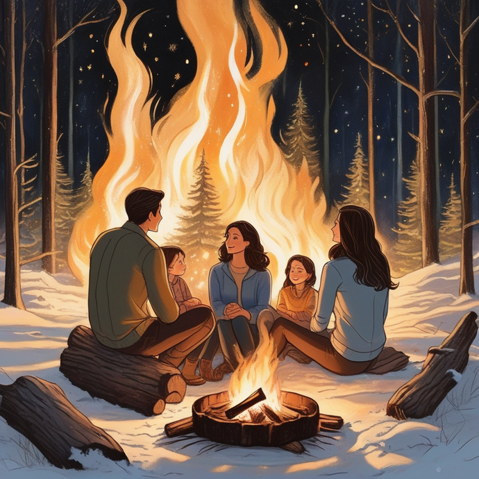 Warmth and Wonder: A Family’s Night by the Fire