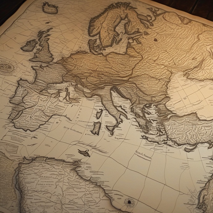 Unveiling the Past: A Close-Up Look at an Antique European Map