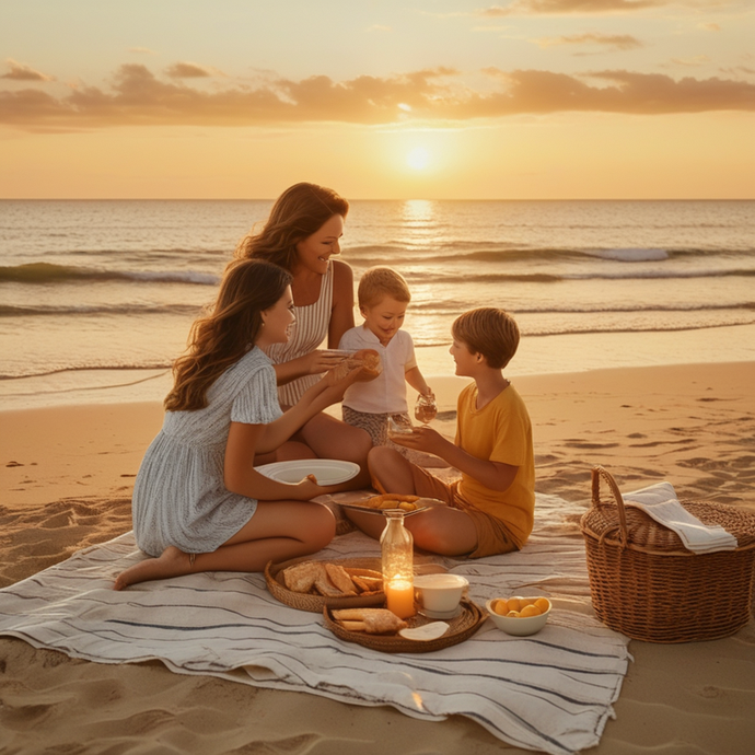 Golden Hour Family Picnic on the Beach