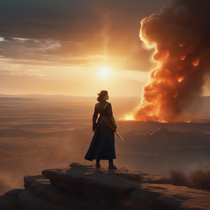 A Solitary Figure Against the Fiery Horizon