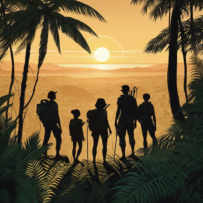 Silhouettes of Adventure: A Sunset Hike in Paradise