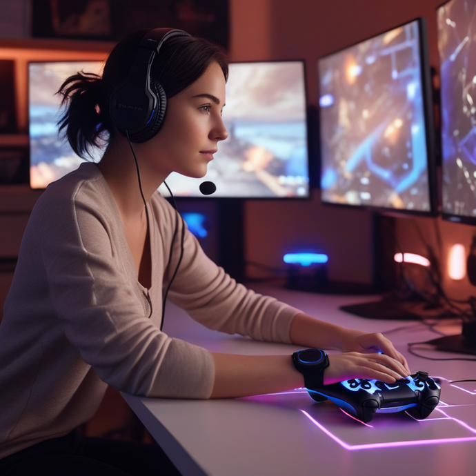 In the Zone: Gamer’s Focus Under Dramatic Lighting