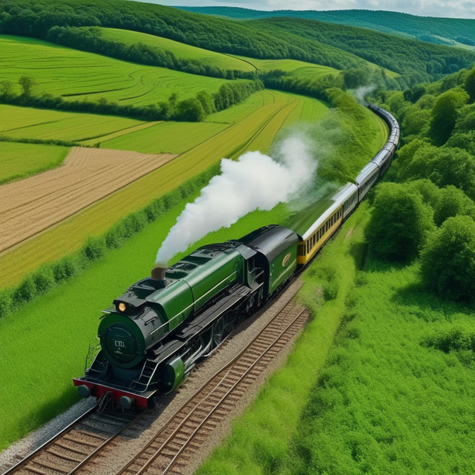 A Journey Through Time: Steam Train Chugs Through Picturesque Countryside