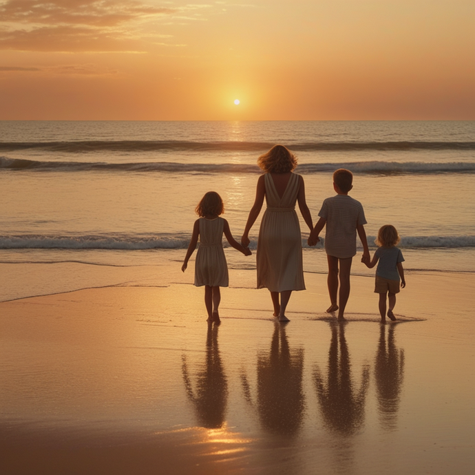 Sunset Silhouette: A Family’s Moment of Togetherness