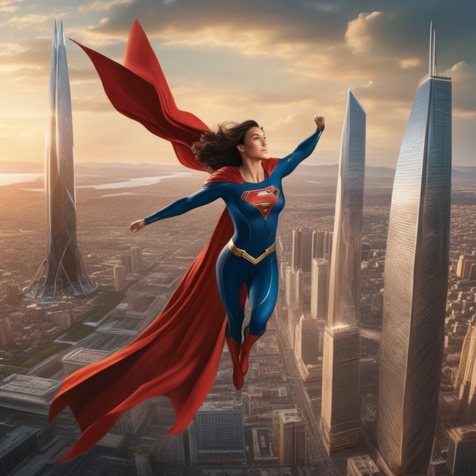 Hope Takes Flight: A Superhero Soars Above the City