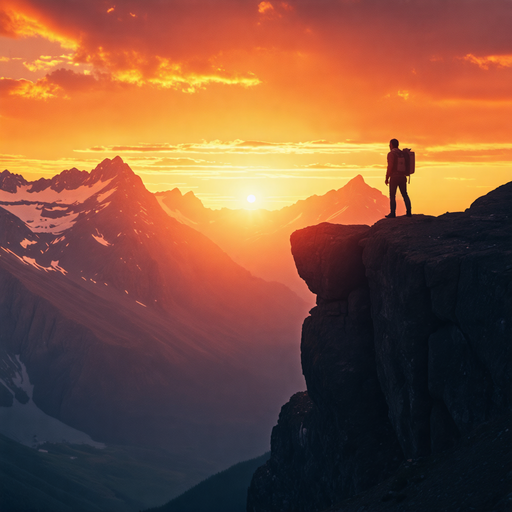 Golden Hour Majesty: A Hiker’s Contemplative Sunset