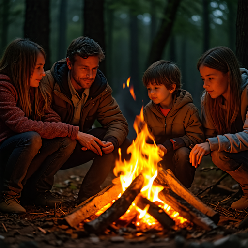 Warmth and Wonder: A Family’s Cozy Campfire Gathering