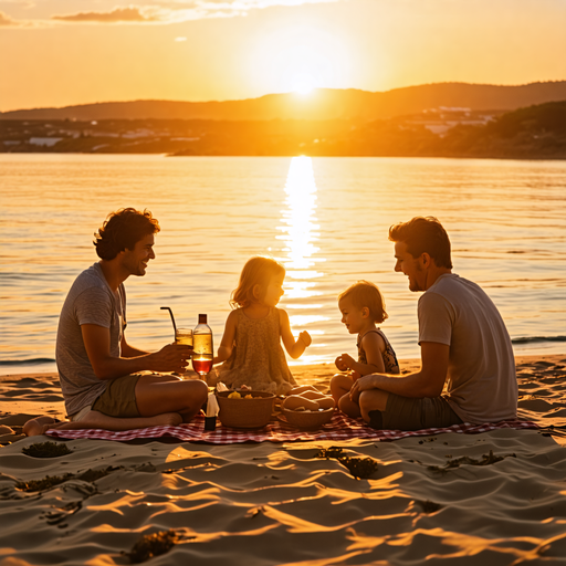 Family Bliss at Sunset: A Picnic to Remember