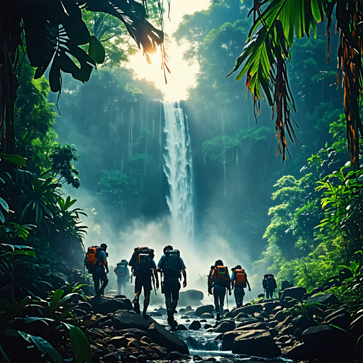 Journey to Serenity: Hikers Venture into Mysterious Jungle Waterfall