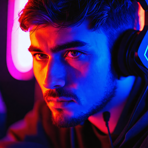 Neon Nights: A Close-Up Look at Intense Focus