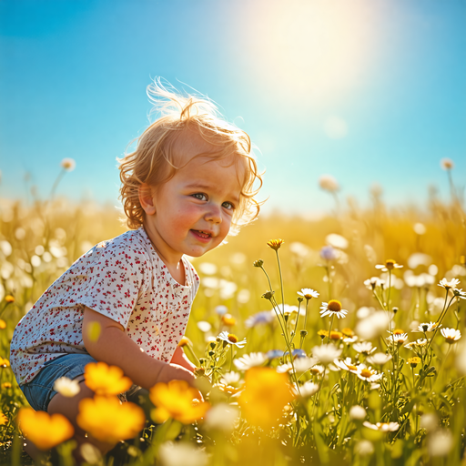 Sun-Kissed Joy: A Little Girl’s Day in the Field