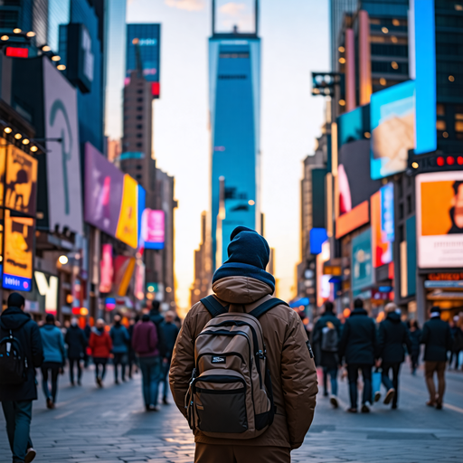 Lost in the City’s Symphony: A Moment of Solitude in Times Square