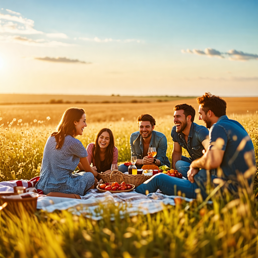 Sunset Picnic with Friends: Laughter and Warmth