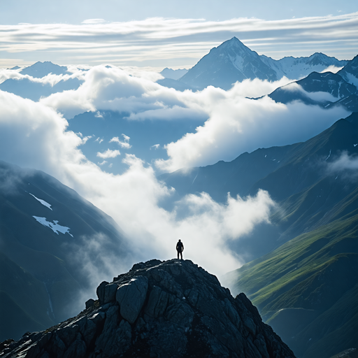 A Solitary Figure Against the Clouds