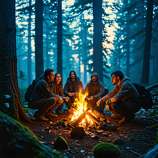 Campfire Tales in a Misty Forest