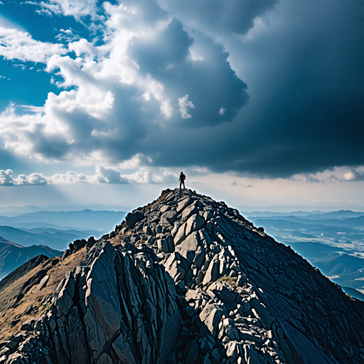 Hiker Conquers Mountain Peak, Faces Nature’s Majesty