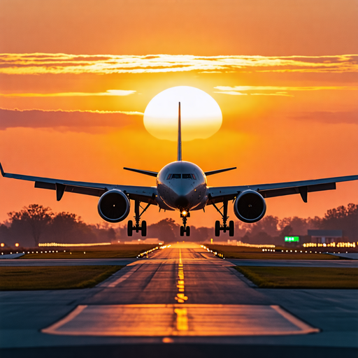 Drama and Hope: Plane Lands at Sunset