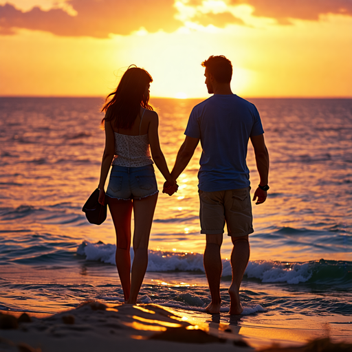 Sunset Serenade: A Romantic Silhouette on the Beach