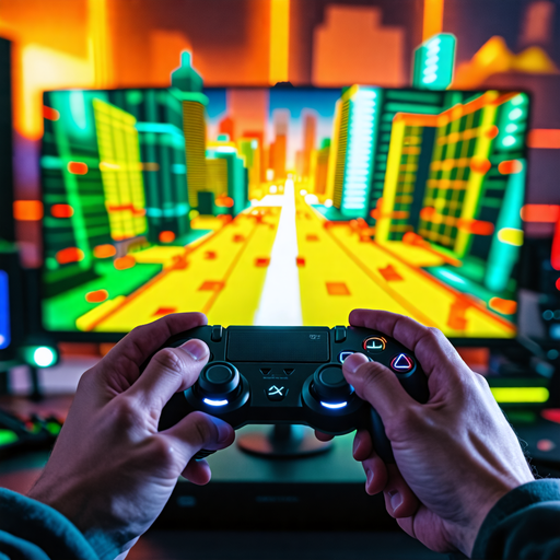 Lost in the Vibrant Virtual City: A Gamer’s Intense Focus