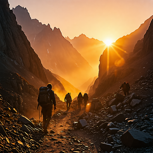 Sunrise Hike Through Majestic Mountain Pass