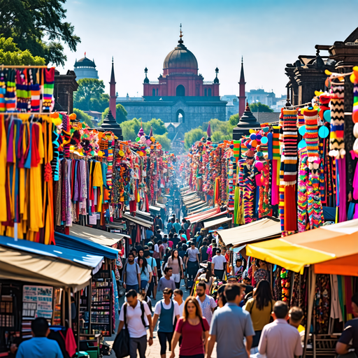 Experience the Vibrant Energy of a Colorful Market Street