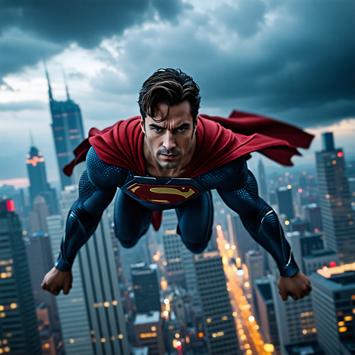 Superman Soars Above the City, Ready for Action