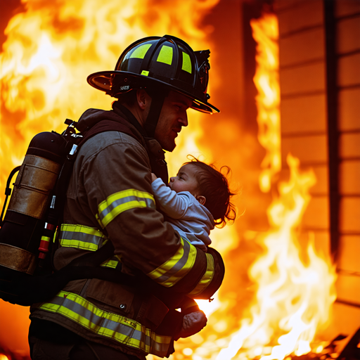 Heroism Amidst Flames: Firefighter Rescues Infant from Burning Building