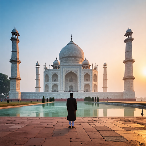 Solitude and Grandeur: A Contemplative Moment at the Taj Mahal