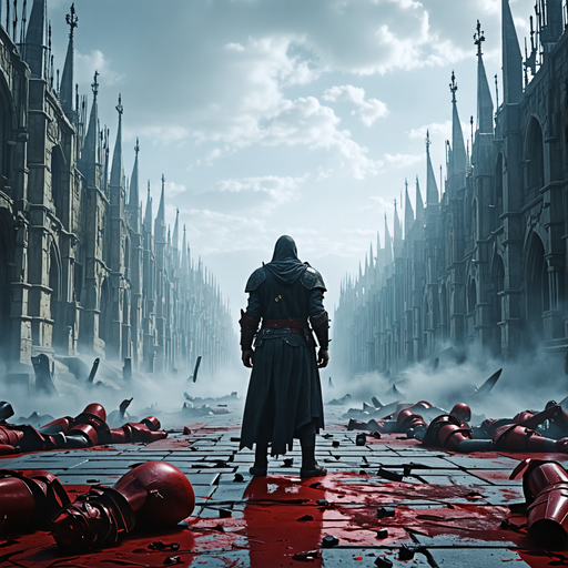 A Lone Figure Amidst the Blood and Ruins