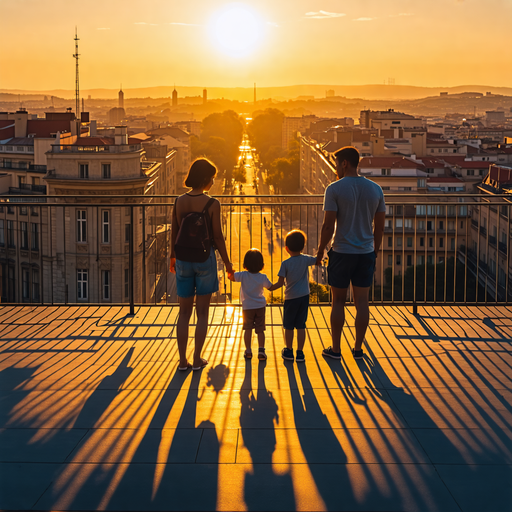 Silhouettes of Hope: A Family’s Sunset Moment