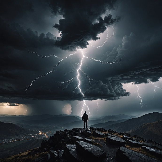 A Solitary Figure Bathed in Lightning’s Embrace