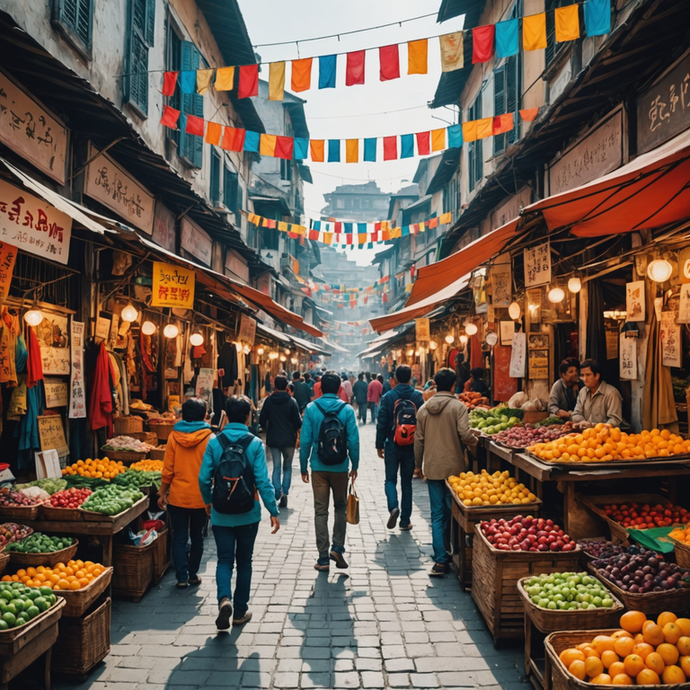 A Symphony of Colors and Life: Exploring a Bustling Asian Street Market