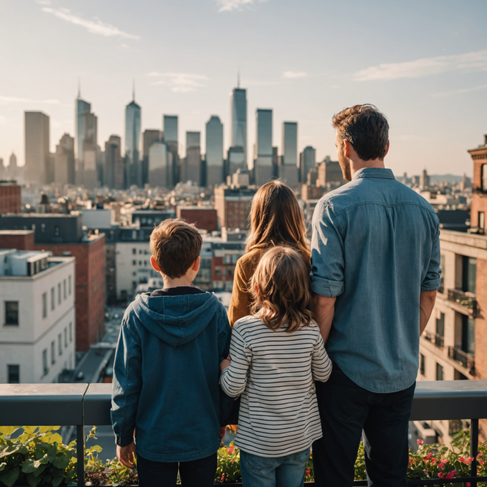 Silhouetted Against the City Lights: A Family’s Moment of Hope