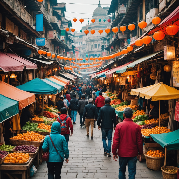 A Symphony of Colors and Life: Exploring a Bustling Asian Street Market