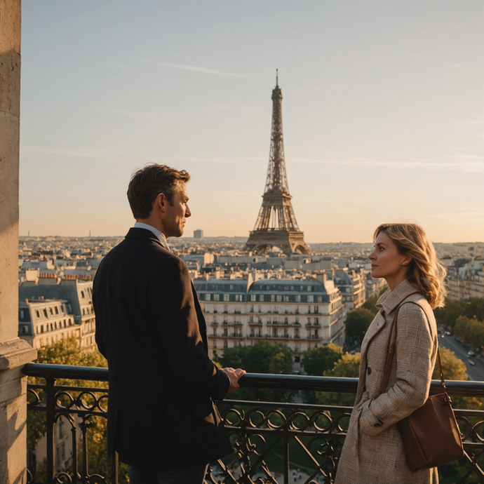 Parisian Romance: A Silhouette Against the City of Lights