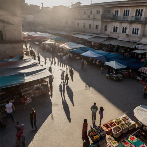 A Bird’s Eye View of Bustling European Market Life