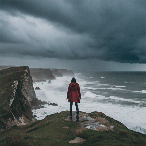 A Solitary Figure Against the Storm