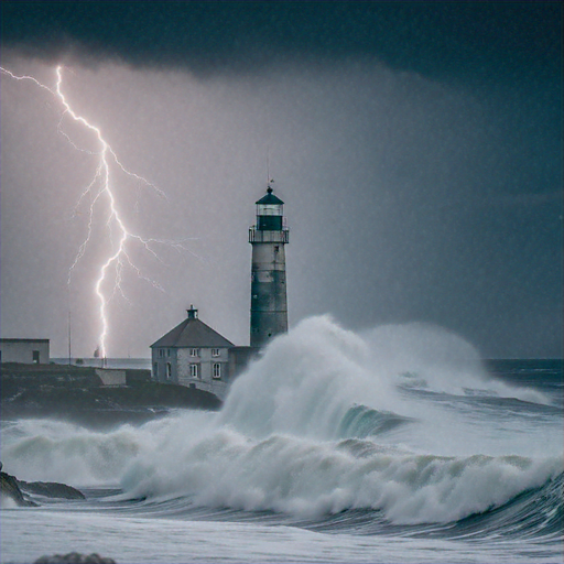 Lighthouse Stands Defiant Against a Furious Storm