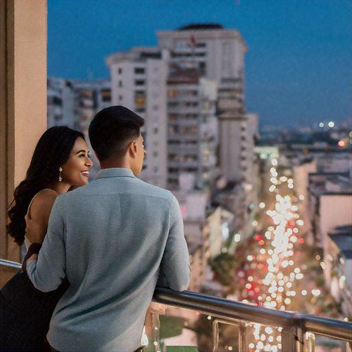 City Lights, City Dreams: A Couple’s Intimate Moment Against the Urban Canvas