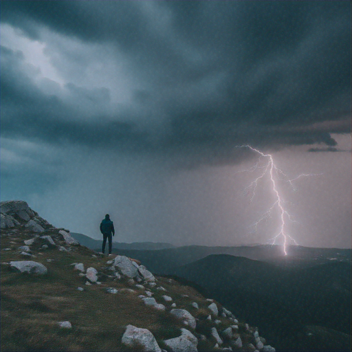 A Solitary Figure Contemplates the Storm