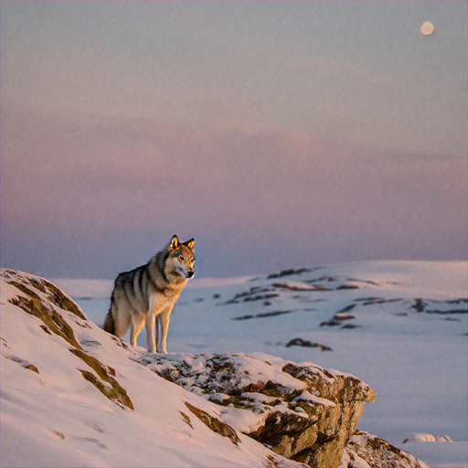 Solitude and Majesty: A Lone Wolf in a Frozen Landscape