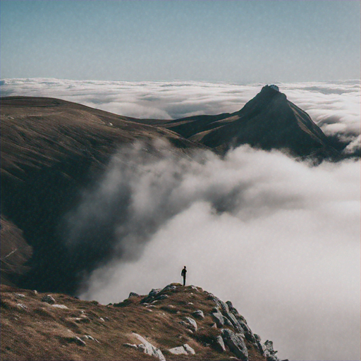 A Solitary Figure Contemplates the Vastness of the Clouds