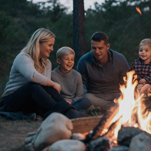 Family Campfire Glow: A Night of Warmth and Joy