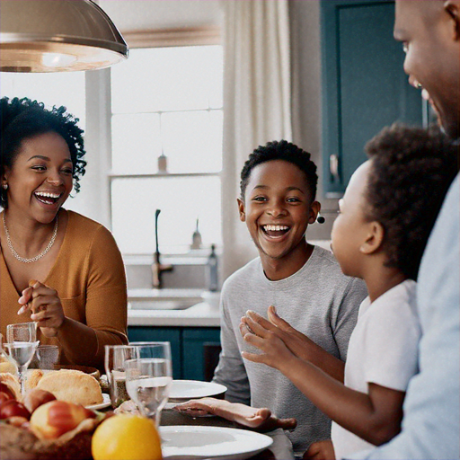 Family Laughter Fills the Kitchen with Joy