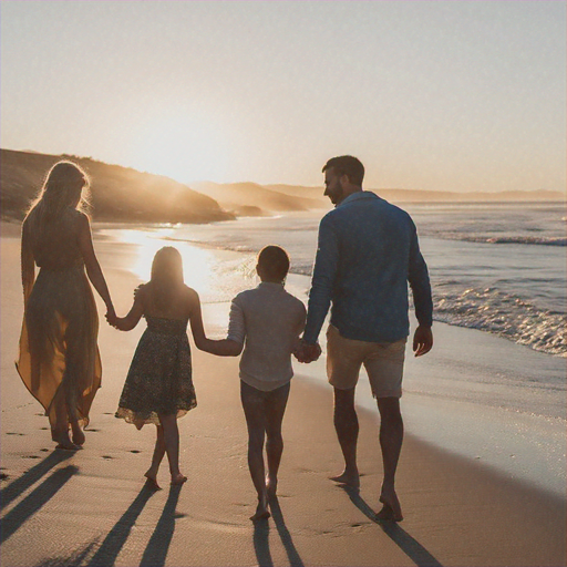 Silhouettes of Love: A Family’s Sunset Stroll