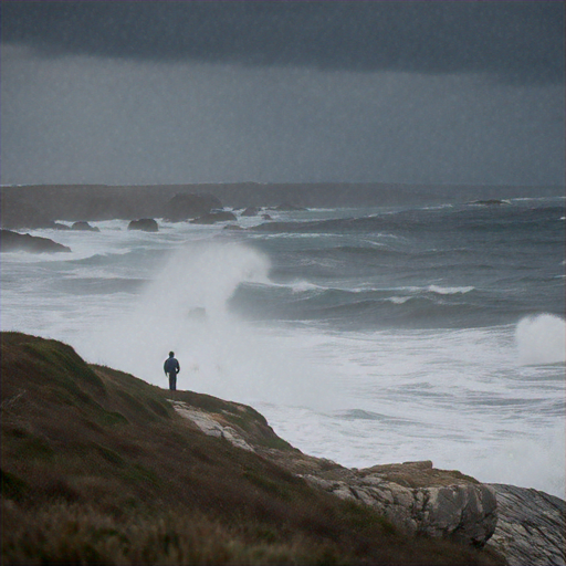 A Solitary Figure Battles the Storm