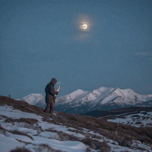 Silhouetted Solitude: A Moment of Peace on a Snowy Mountain