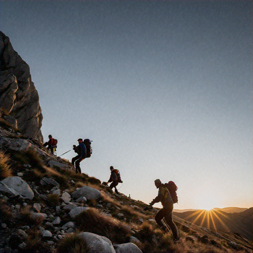 Silhouettes of Hope: Hikers Conquer the Sunset