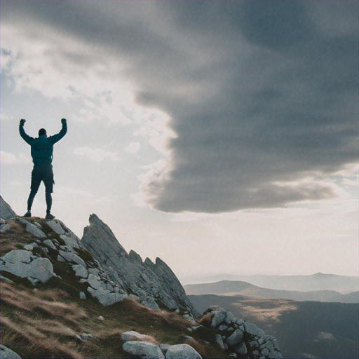 Conquering the Summit: A Moment of Triumph Against the Sky