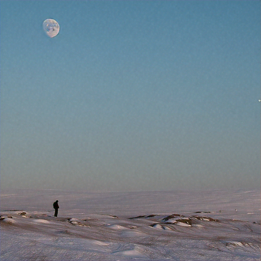 A Solitary Figure Under a Moonlit Sky